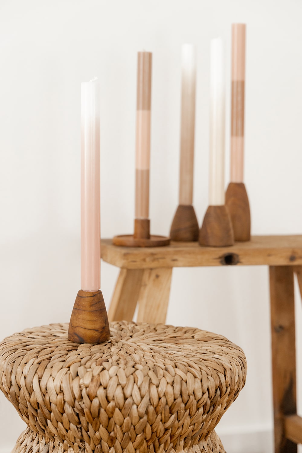 Originalhome – Gradient Candles - Dusty Rose - Long – S/3