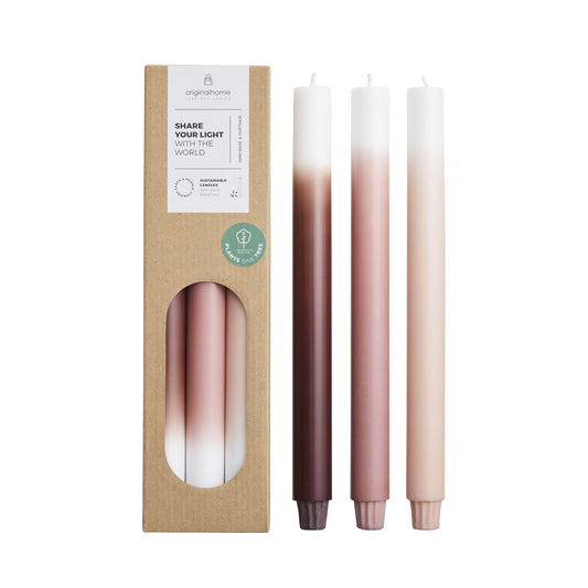 Originalhome – Gradient Candles - Dusty Rose - Long – S/3